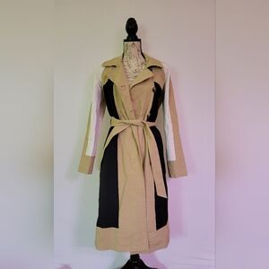 New York & Company Women's 3 Toned Trench Coat Size S